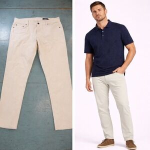Vineyard Vines Mens 36x30 Corduroy 5-Pocket Pants Cream Stretch Straight